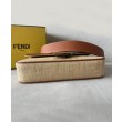 Borsa Fendi Baguette Media 8BR600 denim con motivo FF ricamato tono su tono Caffè