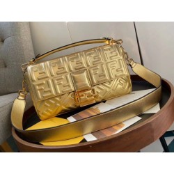Borsa grande Fendi Baguette con motivo FF oro
