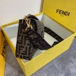 Borsa grande Fendi Baguette in tessuto FF con finiture nere
