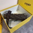 Borsa grande Fendi Baguette in tessuto FF con finiture nere
