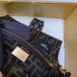 Borsa grande Fendi Baguette in tessuto FF con finiture nere