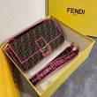 Borsa grande Fendi Baguette in tessuto FF con finiture rosa