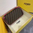 Borsa grande Fendi Baguette in tessuto FF con finiture rosa