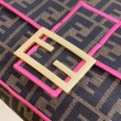 Borsa grande Fendi Baguette in tessuto FF con finiture rosa