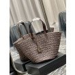Borsa maxi Panier YSL Saint Laurent 693242 in rafia marrone scuro Borsa maxi Panier YSL Saint Laurent 693242 in rafia marrone scuro
