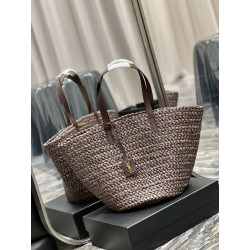 Borsa maxi Panier YSL Saint Laurent 693242 in rafia marrone scuro