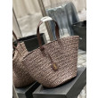 Borsa maxi Panier YSL Saint Laurent 693242 in rafia marrone scuro Borsa maxi Panier YSL Saint Laurent 693242 in rafia marrone scuro
