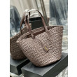 Borsa maxi Panier YSL Saint Laurent 693242 in rafia marrone scuro Borsa maxi Panier YSL Saint Laurent 693242 in rafia marrone scuro