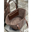 Borsa maxi Panier YSL Saint Laurent 693242 in rafia marrone scuro Borsa maxi Panier YSL Saint Laurent 693242 in rafia marrone scuro