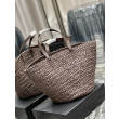 Borsa maxi Panier YSL Saint Laurent 693242 in rafia marrone scuro Borsa maxi Panier YSL Saint Laurent 693242 in rafia marrone scuro