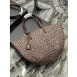 Borsa maxi Panier YSL Saint Laurent 693242 in rafia marrone scuro Borsa maxi Panier YSL Saint Laurent 693242 in rafia marrone scuro