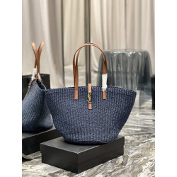 Bora Pari all'originale replica maxi Panier YSL Saint Laurent in rafia blu navy