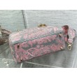 Borse Replica media Dior Lady D-Lite Toile de Jouy ricamo inverso Grigio / Rosa