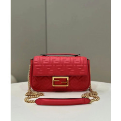 Borsa Midi Fendi Baguette Chain Nappa Rossa