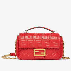 Borsa Midi Fendi Baguette Chain Nappa Rossa