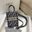 Borsa per telefono Dior Mini Book Tote Ricamo Dior Oblique Blu