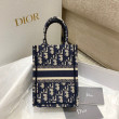 Borsa per telefono Dior Mini Book Tote Ricamo Dior Oblique Blu