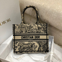 Qualità superiore replica tote Dior piccola a libro Toile de Jouy ricamata Marrone
