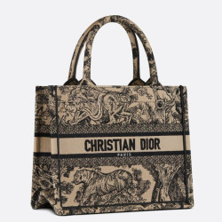 Qualità superiore replica tote Dior piccola a libro Toile de Jouy ricamata Marrone