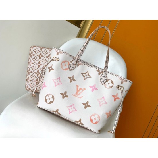 Borse Firmate Replica tote LV Neverfull MM M22978 Beige