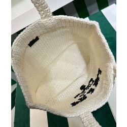 Borsa tote Prada all'uncinetto 1BG392 Crema
