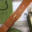 Cintura Gucci con fibbia quadrata e Interlocking G 673921 Marrone