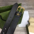 Cintura Gucci con fibbia quadrata e Interlocking G 673921 Nera