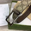 Cintura Gucci GG con fibbia rettangolare 722370 35mm Acciaio Marrone