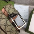 Cintura Gucci GG con fibbia rettangolare 722370 35mm Acciaio Marrone