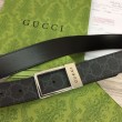 Cintura Gucci GG con fibbia rettangolare 722370 35mm Acciaio Nero