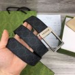Cintura Gucci GG con fibbia rettangolare 722370 35mm Acciaio Nero
