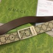 Cintura Gucci GG con fibbia rettangolare 722370 35mm Marrone Argento