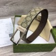 Cintura Gucci GG con fibbia rettangolare 722370 35mm Marrone Argento
