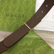 Cintura Gucci GG con fibbia rettangolare 722370 35mm Marrone Oro