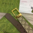 Cintura Gucci GG con fibbia rettangolare 722370 35mm Marrone Oro