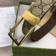 Cintura Gucci GG con fibbia rettangolare 722370 35mm Marrone Oro