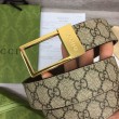 Cintura Gucci GG con fibbia rettangolare 722370 35mm Marrone Oro