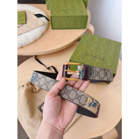 Cintura Gucci stampa garofano GG 677534 35mm