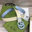 Cintura larga Gucci GG Marmont 400593 40mm Azzurro