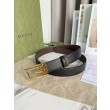 Cintura reversibile Gucci con fibbia G quadrata 626974 Hardware dorato