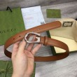 Cintura sottile Gucci con fibbia G 655566 Marrone