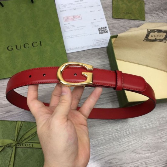 Cintura sottile Gucci con fibbia G 655566 Rossa