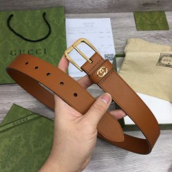 Cintura Gucci con fibbia quadrata e Interlocking G 673921 Marrone