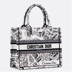Miglior Prezzo Imitazioni borse griffate tote Dior piccola a libro Plan de Paris ricamata bianca Replica