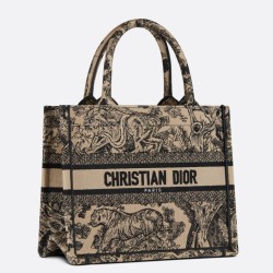Miglior Prezzo Qualità superiore replica tote Dior piccola a libro Toile de Jouy ricamata Marrone Replica
