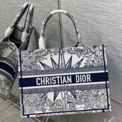 Miglior Prezzo Dior Dior Book Tote media Rêve d'Infini ricamo bianco/blu Replica