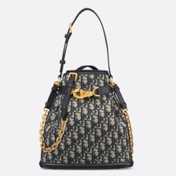 Miglior Prezzo Borse Replica a secchiello media Dior C'est Jacquard obliquo blu 
