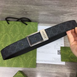 Miglior Prezzo Cintura Gucci GG con fibbia rettangolare 722370 35mm Acciaio Nero Replica