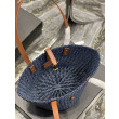 Dettagli perfetti Borsa media YSL Saint Laurent Panier in rafia blu navy Dettagli perfetti Borsa media YSL Saint Laurent Panier in rafia blu navy