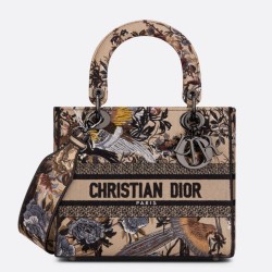 Miglior Prezzo Borsa Dior Medium Lady D-Lite con ricamo Jardin d'Hiver beige Replica